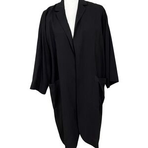 EILEEN FISHER Black  Silk Blend Open Front‎ Duster Capsule Minimalist  Jacket XS